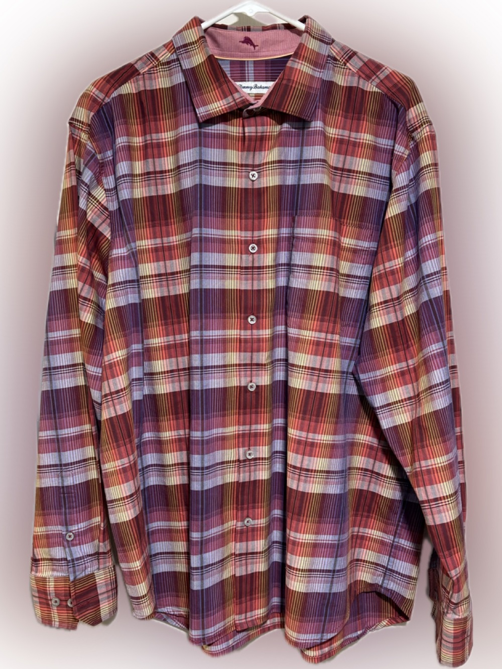 Tommy Bahama Multicolor Plaid Long-sleeve Men’s Shirt Size XL